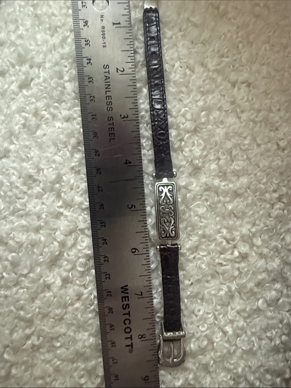 Brighton Brown Leather Bracelet with Silver Ornate Plate - Picture 3 of 5